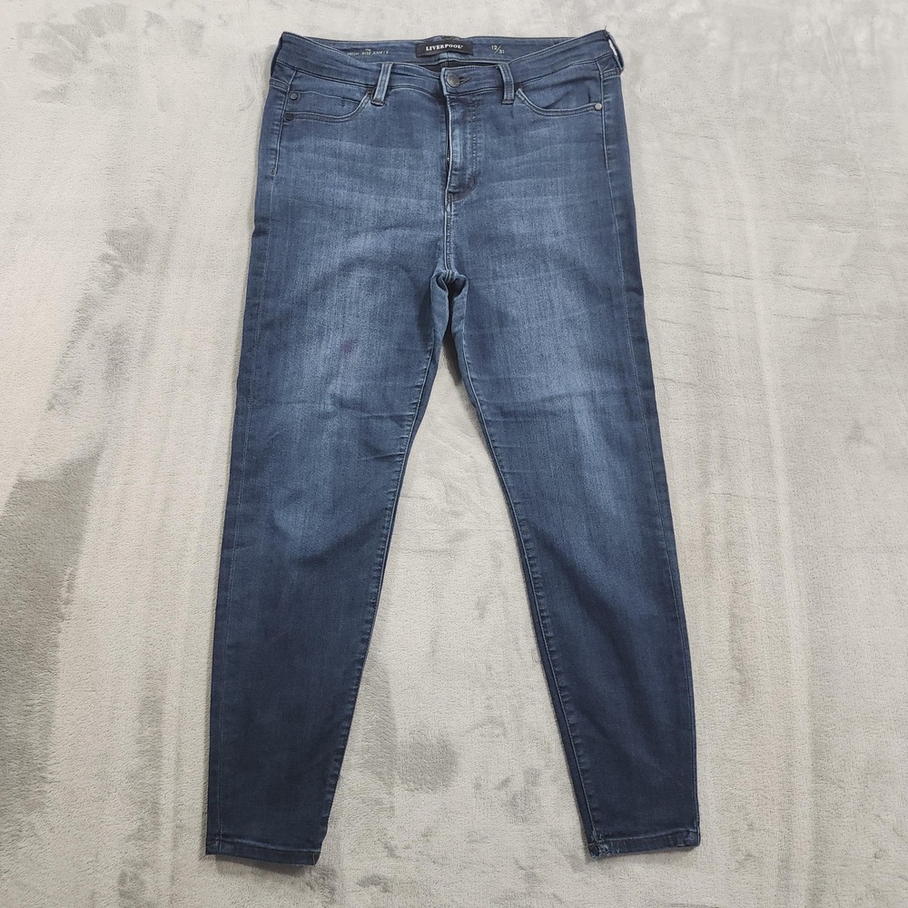 Liverpool Jeans Womens 12/31 Blue Abby High Rise Ankle Stretch Dark Wash Denim